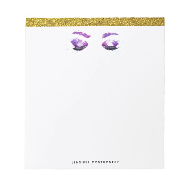 Bloc-note Aquarelle glamour aux yeux et aux bouillons pourpr (Devant)