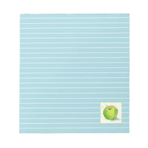 Bloc-note Aquarelle Golden Delicious Green Apple Bleu Liné