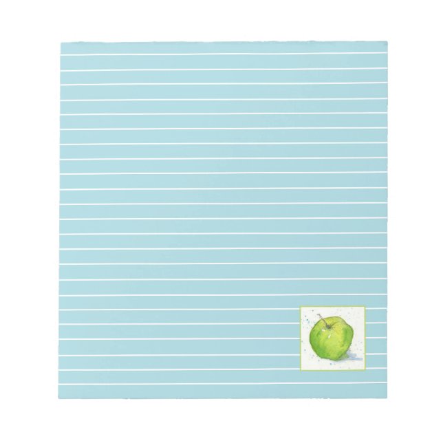 Bloc-note Aquarelle Golden Delicious Green Apple Bleu Liné (Devant)
