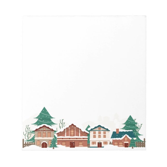 Bloc-note Aquarelle hiver Noël Maisons de ville (Devant)