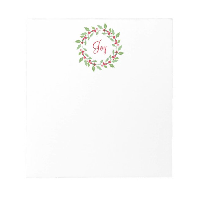Bloc-note Aquarelle Holly Wreath (Devant)