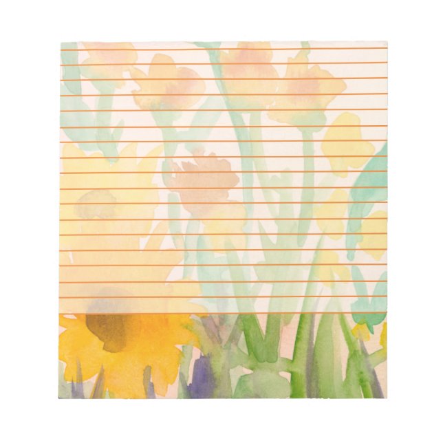Bloc-note Aquarelle jaune Fleurs de soleil orange (Devant)