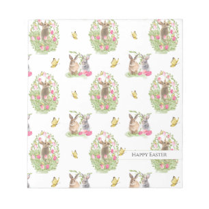 Bloc-note Aquarelle Lapin de Pâques Floral Oeuf de Pâques