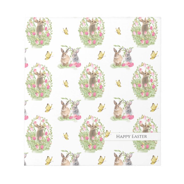 Bloc-note Aquarelle Lapin de Pâques Floral Oeuf de Pâques (Devant)