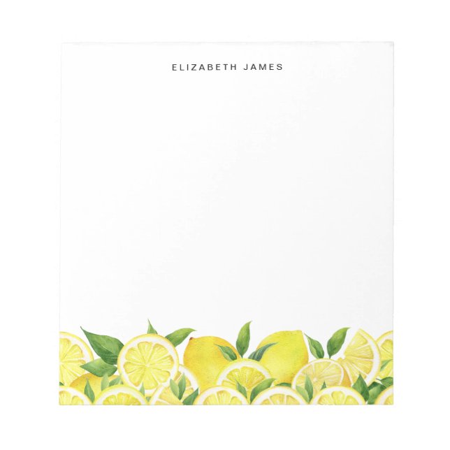 Bloc-note Aquarelle Lumineuse Citron Jaune Personnalisé (Devant)