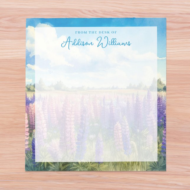 Bloc-note Aquarelle Lupine Fleurs sauvages Nom personnalisé (Créateur téléchargé)