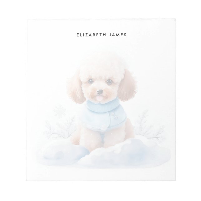 Bloc-note Aquarelle mignonne Miniature Apricot Poodé Chien c (Devant)