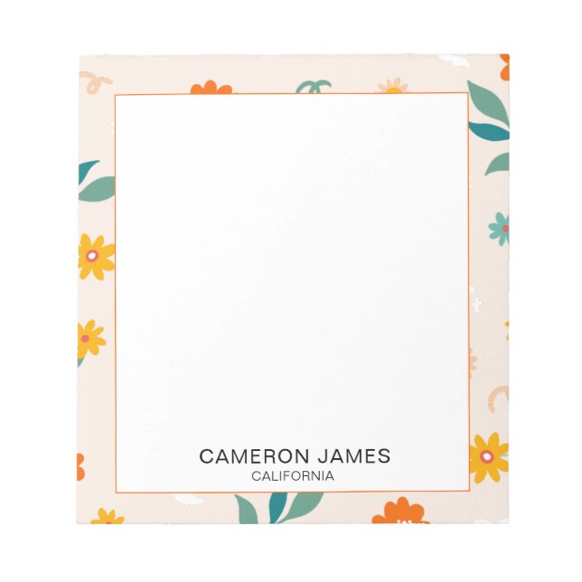 Bloc-note Aquarelle mignonne moderne motif floral (Devant)