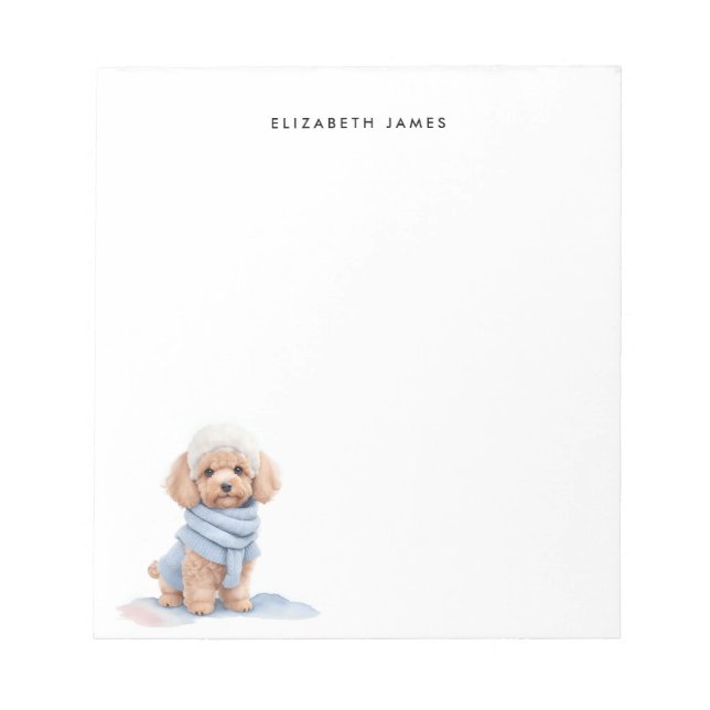 Bloc-note Aquarelle Miniature Apricot Poodé Chien chiot (Devant)