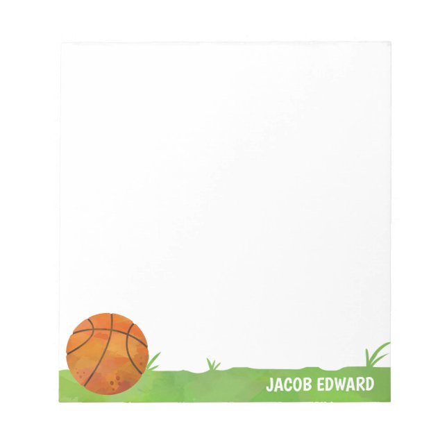 Bloc-note Aquarelle moderne Basketball Sport Ball Grass Kids (Devant)