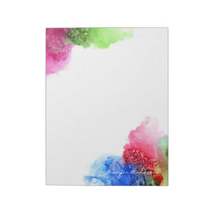 Bloc-note Aquarelle Moderne Bleu Vert Rouge Personnalisé