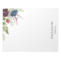 Aquarelle moderne Bourgogne Bleu Flore Vert