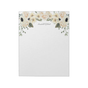 Bloc-note Aquarelle moderne Rose Jardin Floral Verdure