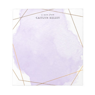 Bloc-note Aquarelle moderne Splash or/violet Personnalisé