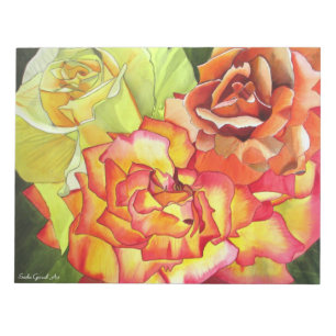 Bloc-note Aquarelle orange et rose jaune art original