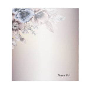 Bloc-note Aquarelle Pastel Bleu Fleurs Beige Élégant