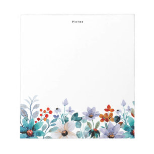 Bloc-note Aquarelle Pastel rose et bleu Peonies Garland