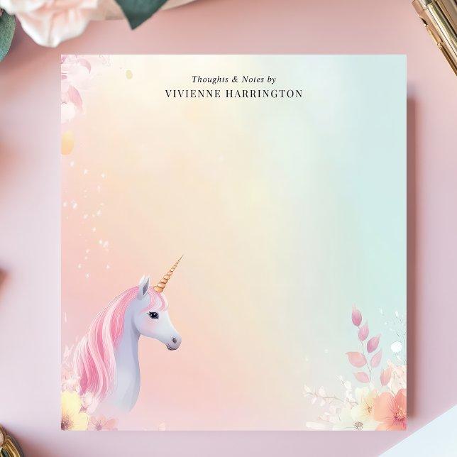 Bloc-note Aquarelle Pastel Unicorn Personnalisée (Créateur téléchargé)