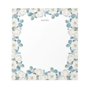 Bloc-note Aquarelle Peony blanc Eucalyptus Vert sur mesure