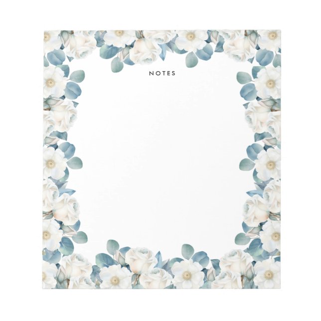 Bloc-note Aquarelle Peony blanc Eucalyptus Vert sur mesure (Devant)