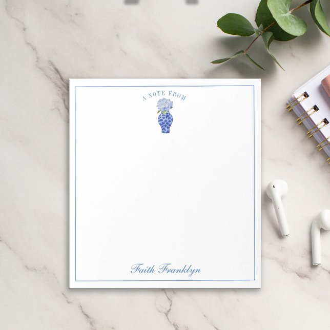 Bloc-note Aquarelle personnalisée Blue Hydrangea (Créateur téléchargé)