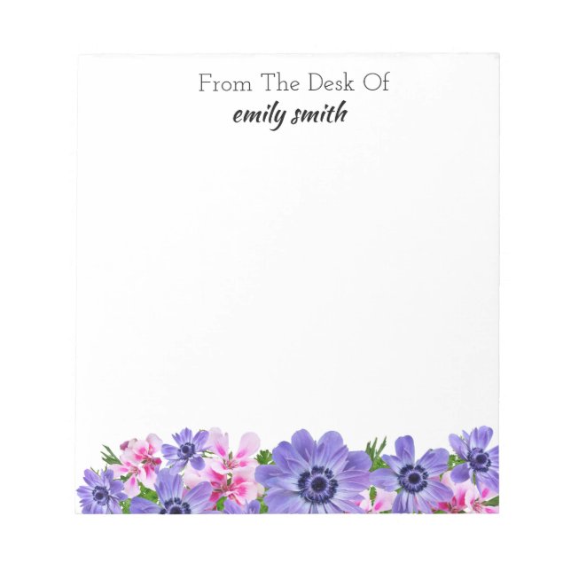 Bloc-note Aquarelle personnalisée Floral (Devant)