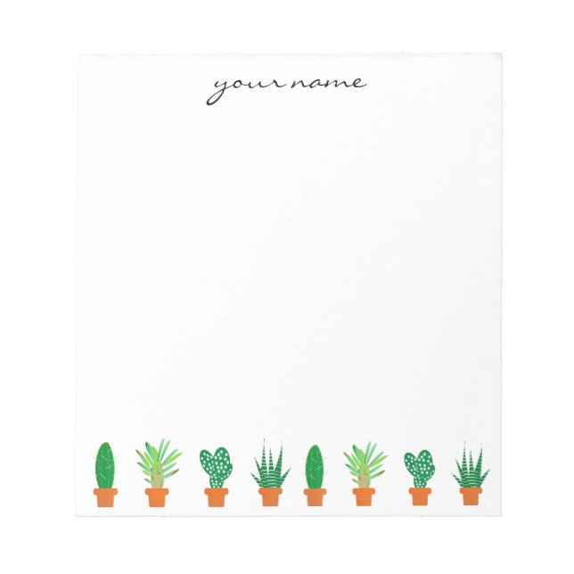 Bloc-note Aquarelle personnalisée Succulents Boho (Devant)