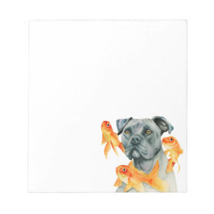 Bloc-note Aquarelle Pit Bull Dog and Goldfish