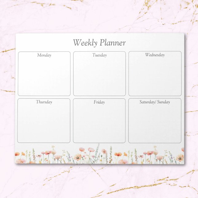 Bloc-note Aquarelle Poppy Fleur sauvage Floral planificateur (Close up)