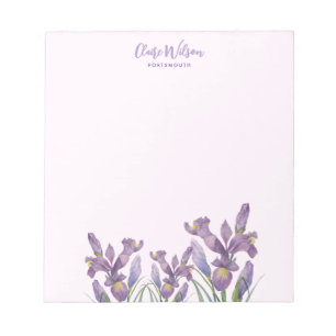 Bloc-note Aquarelle Purple Iris Notes de message Rappel