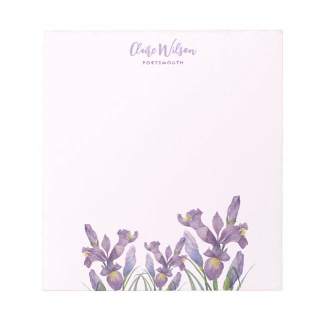 Bloc-note Aquarelle Purple Iris Notes de message Rappel (Devant)