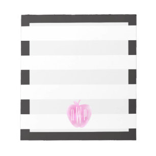 Bloc-note Aquarelle rose décorée d'un monogramme Apple +