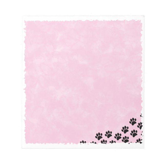 Bloc-note Aquarelle rose Empreintes de pattes de chiot noir (Devant)