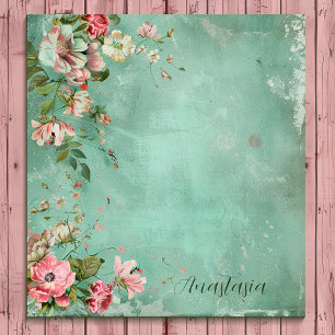 Bloc-note Aquarelle rose et menthe Vintage