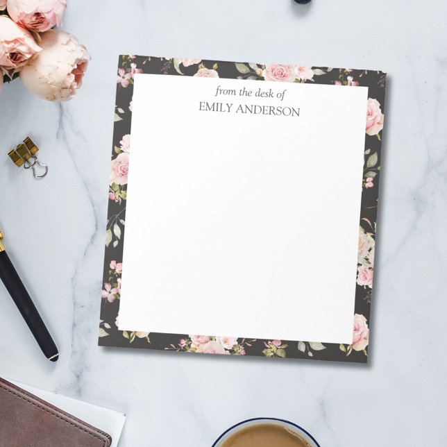 Bloc-note Aquarelle Rose Fleurs Motif Floral (In situ)