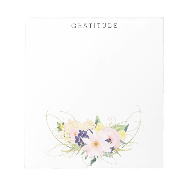Bloc-note Aquarelle rose Floral Gratitude (Devant)