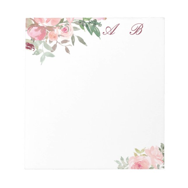 Bloc-note Aquarelle rose florale (Devant)