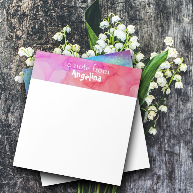 Bloc-note Aquarelle rose fuchsia splash lettre blanche (Créateur téléchargé)