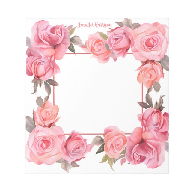 Bloc-note Aquarelle rose mignonne pour la Saint-Valentin (Devant)
