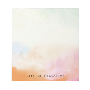 Bloc-note Aquarelle rose orange bleu Tie Dye Ombre