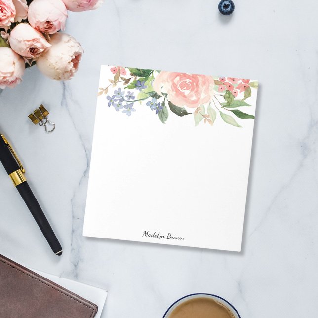Bloc-note Aquarelle rose Rose Ressort Floral (In situ Office desk)