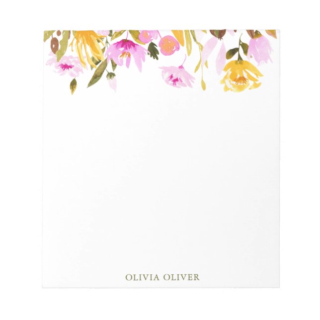 Bloc-note Aquarelle rose sur mesure (Devant)