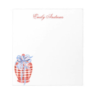 Bloc-note Aquarelle Rouge et blanc En vichy Bow Ginger Jar
