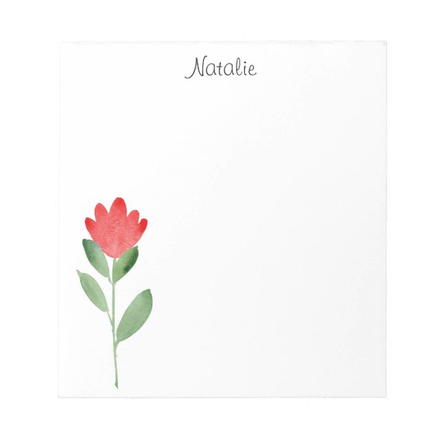 Bloc-note Aquarelle rouge Fleur Abstraite (Devant)