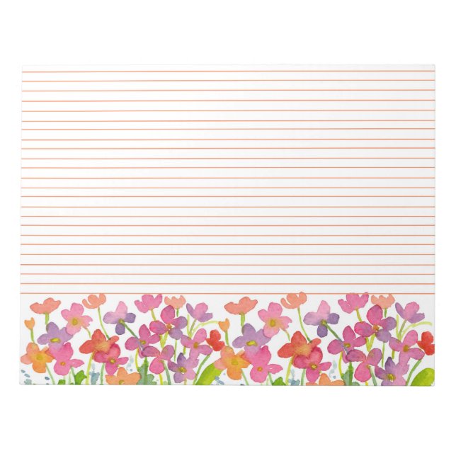 Bloc-note Aquarelle rouge Fleur sauvage orange (Devant)