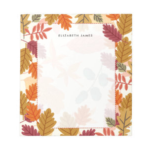 Bloc-note Aquarelle Rustique Chute Feuille Automne Personnal