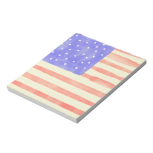 Bloc-note Aquarelle rustique USA drapeau américain