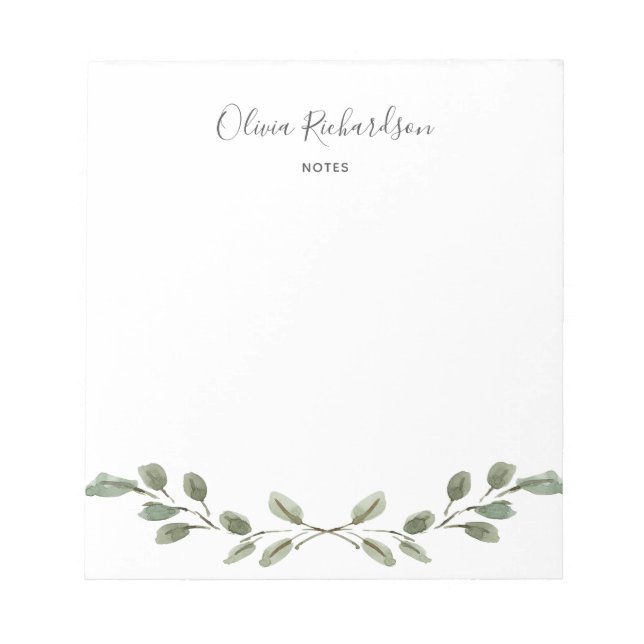 Bloc-note Aquarelle simple Verdure Botanique (Devant)