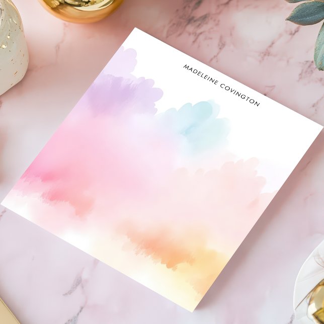 Bloc-note Aquarelle Soft Pastel Rainbow Nom personnalisé (Créateur téléchargé)