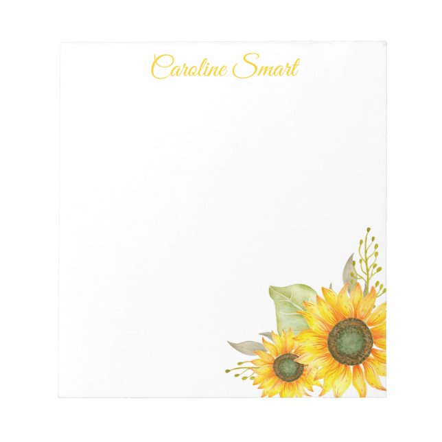 Bloc-note Aquarelle Tournesols Papier personnalisé (Devant)